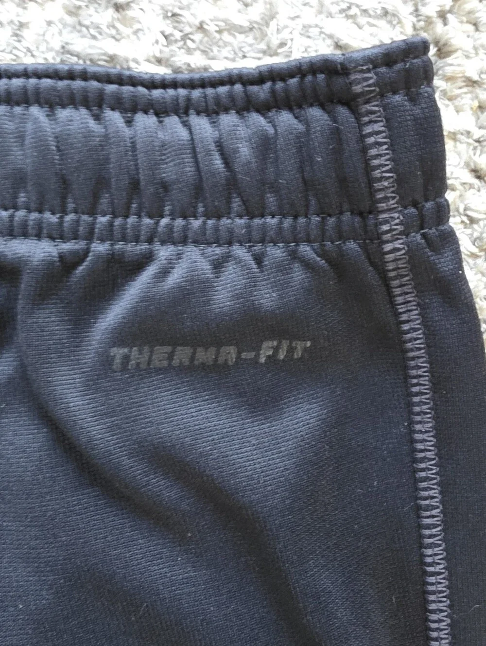 Nike Therma-Fit Fleece Lined Pants Men's L Black Waist Elastic & Drawstring